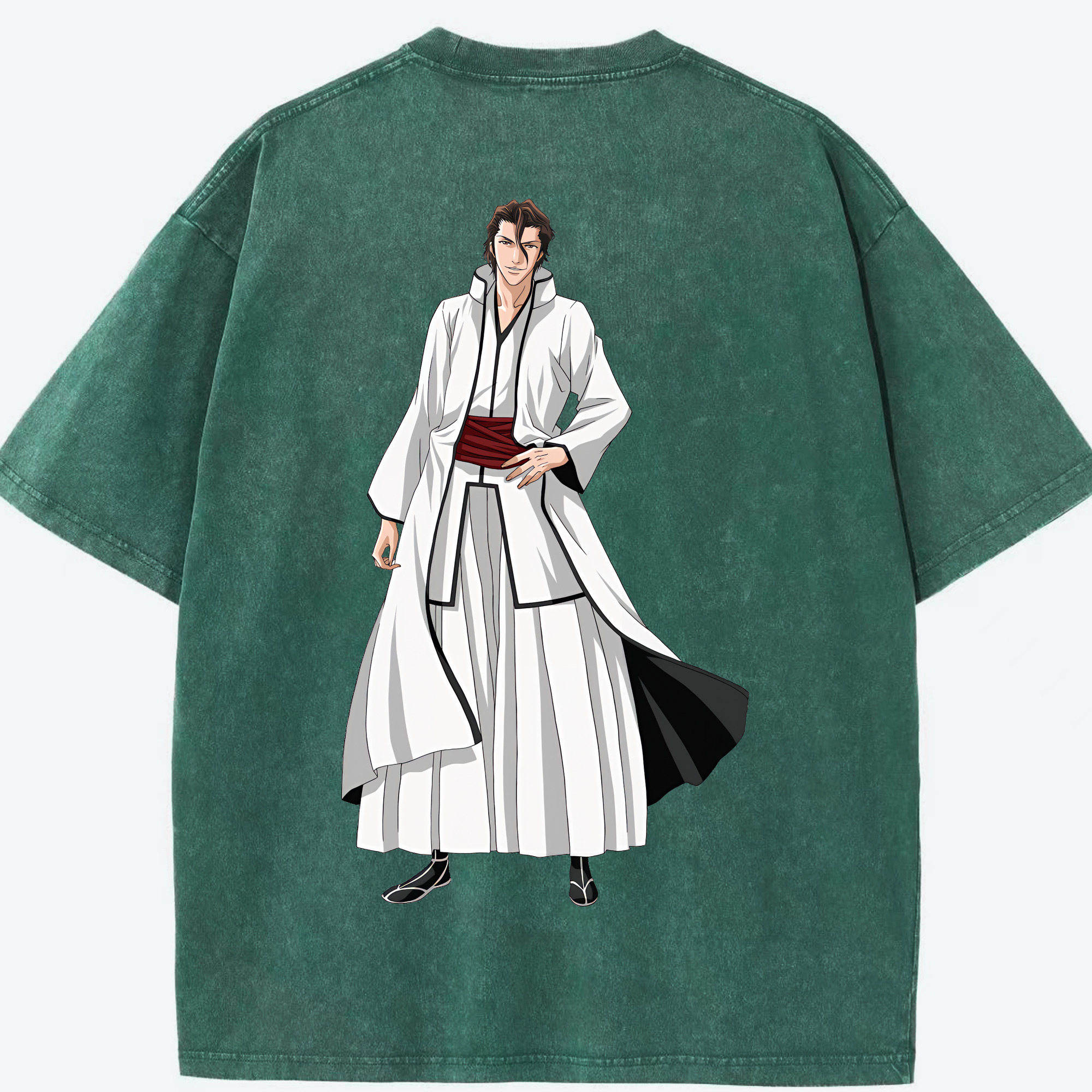 （画像用） ブリーチ 藍染 惣右介（あいぜん そうすけ） BLEACH Aizen Sousuke 綿100% ヴィンテージ風 半袖Tシャツ（背面プリント）
